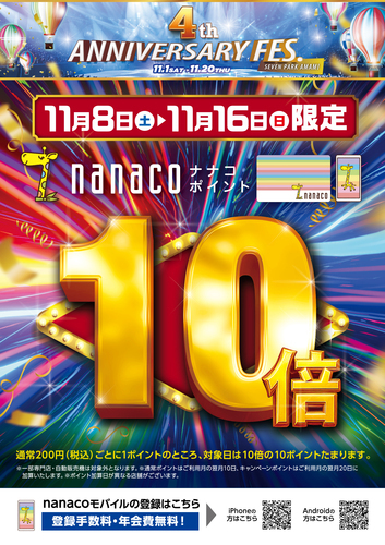 nanacoポイント10倍キャンペーン