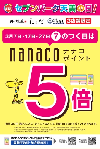 nanacoポイント５倍