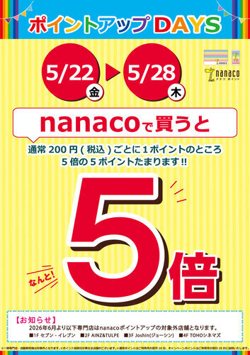 【めちゃトク祭】　 nanacoポイント5倍
